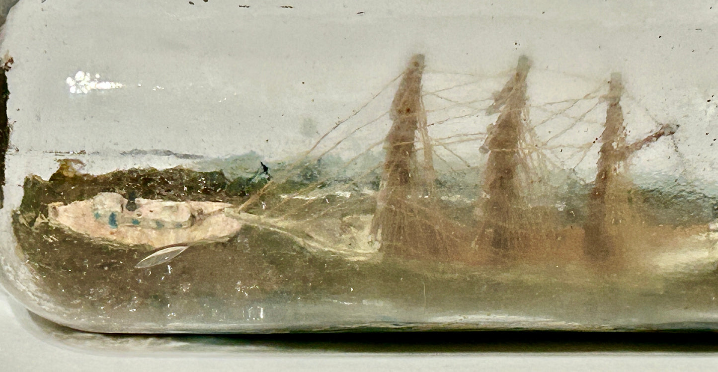 SHIP IN BOTTLE FOLK ART CARVING