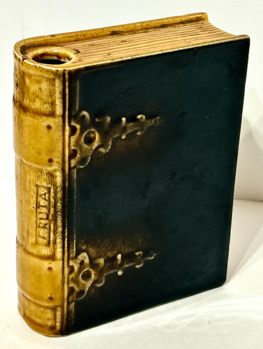 ANTIQUE POTTERY BOOK SHAPE FLASK
