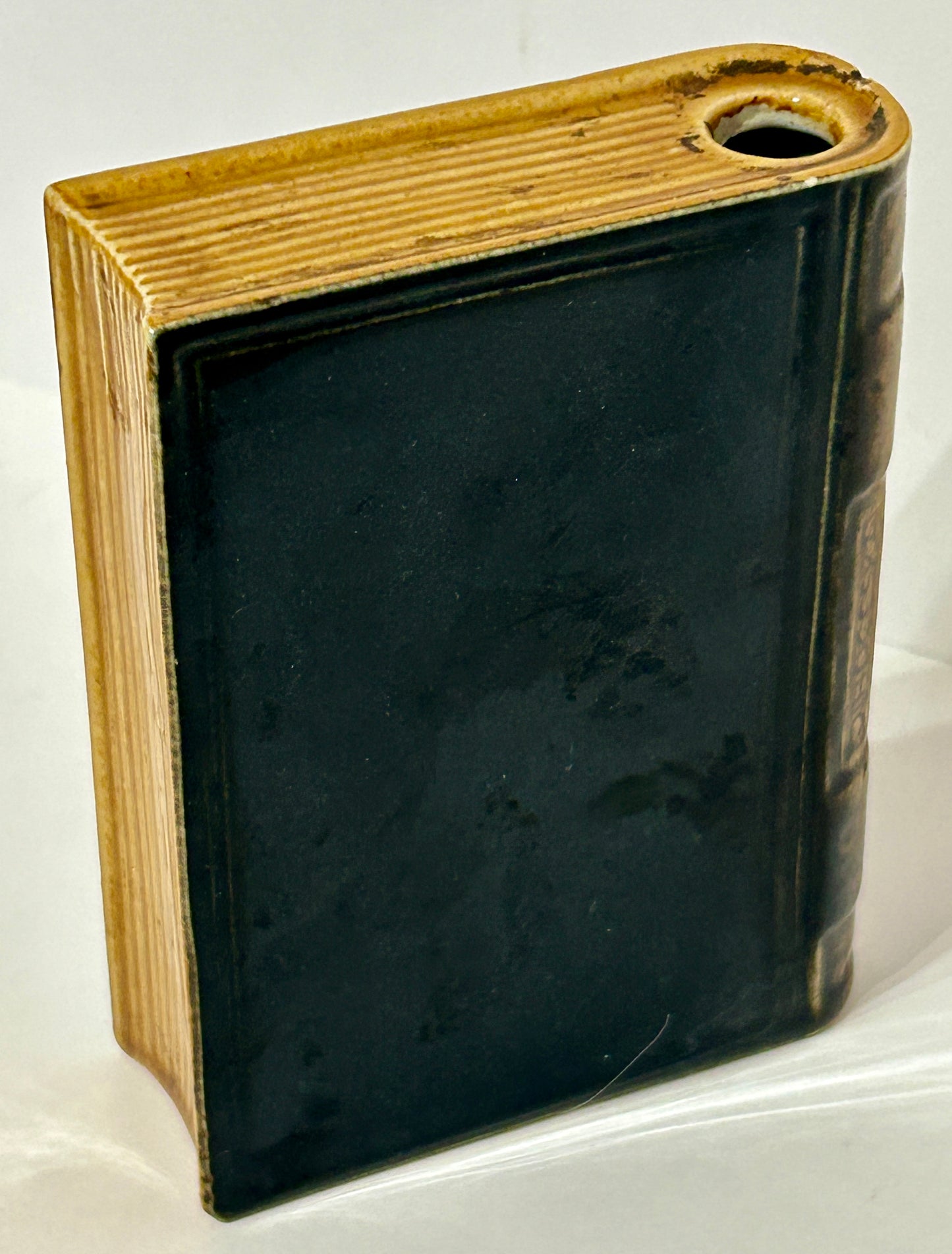 ANTIQUE POTTERY BOOK SHAPE FLASK