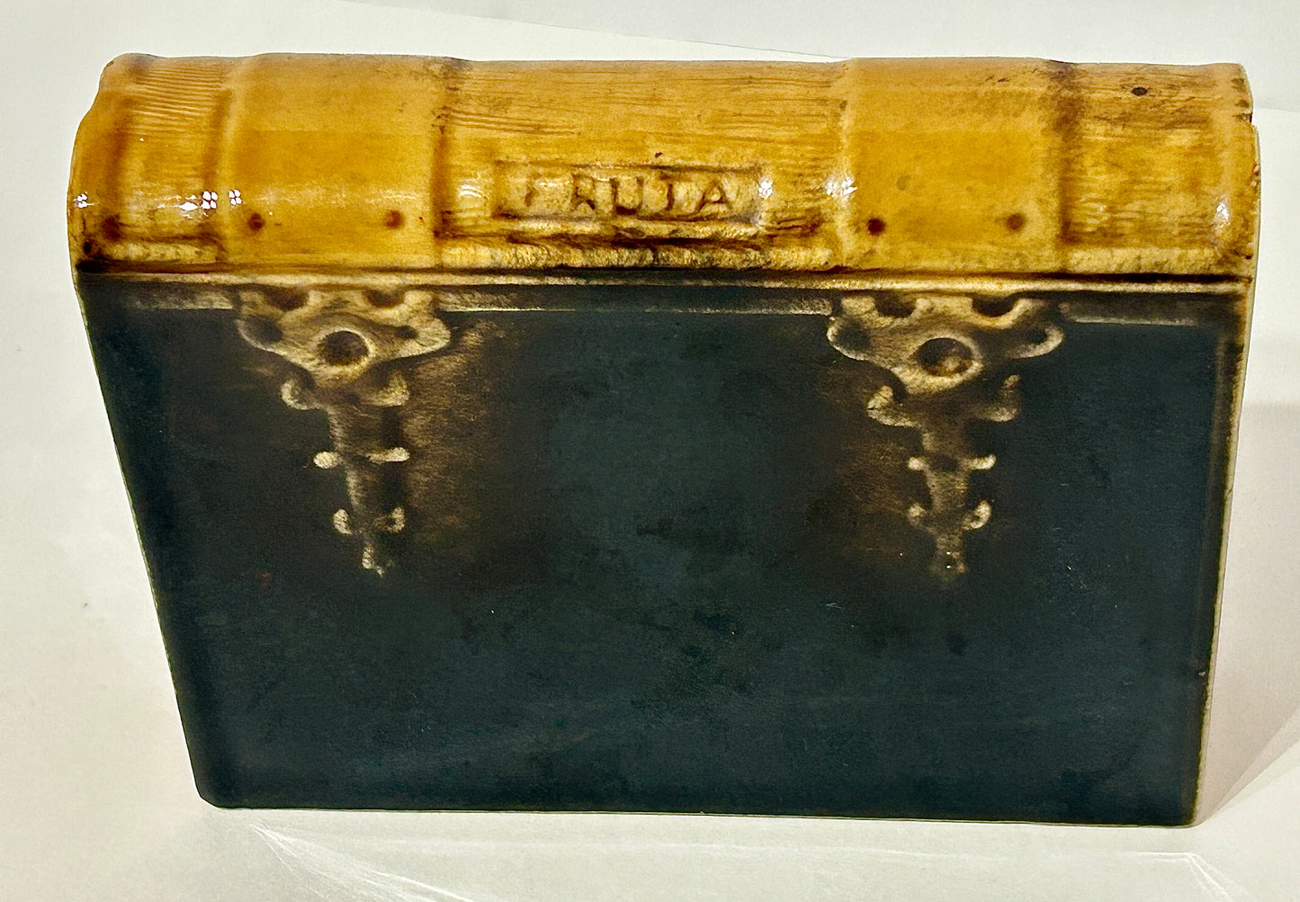 ANTIQUE POTTERY BOOK SHAPE FLASK