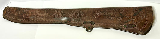 ANTIQUE DECORATED RIFLE LEATHER SCABBARD