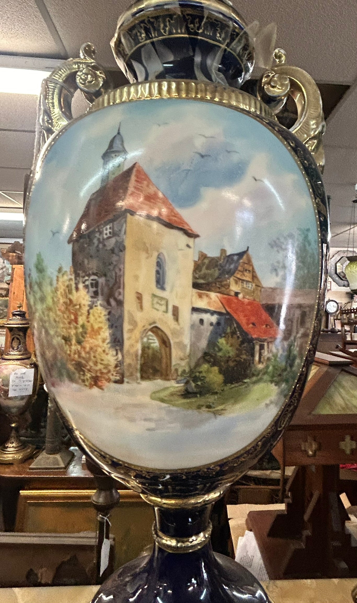 ROYAL VIENNA URN WITH HAND PAINTING