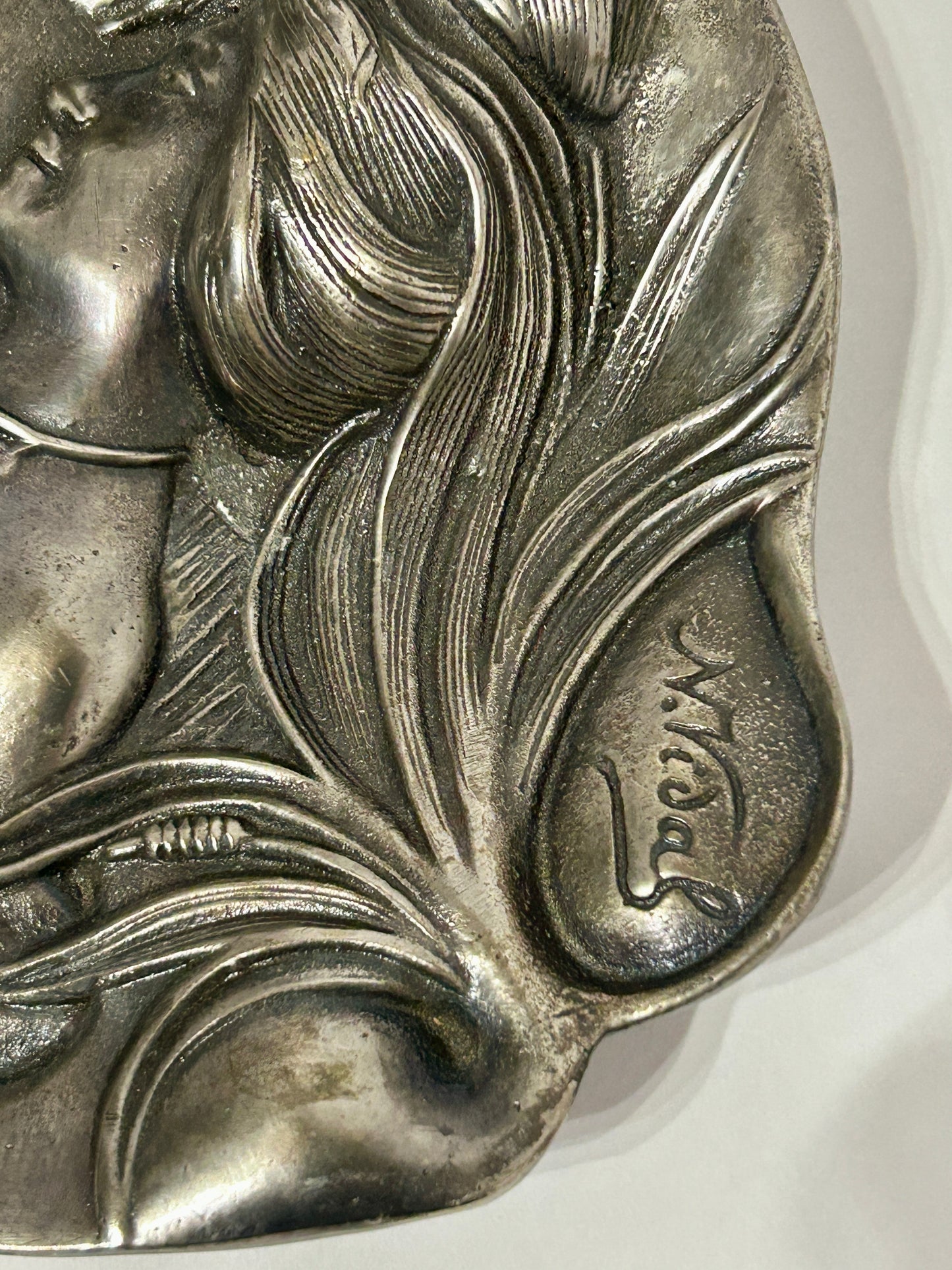 INKWELL WITH ART NOVEAU WOMAN BY NICOLAS VIDAL