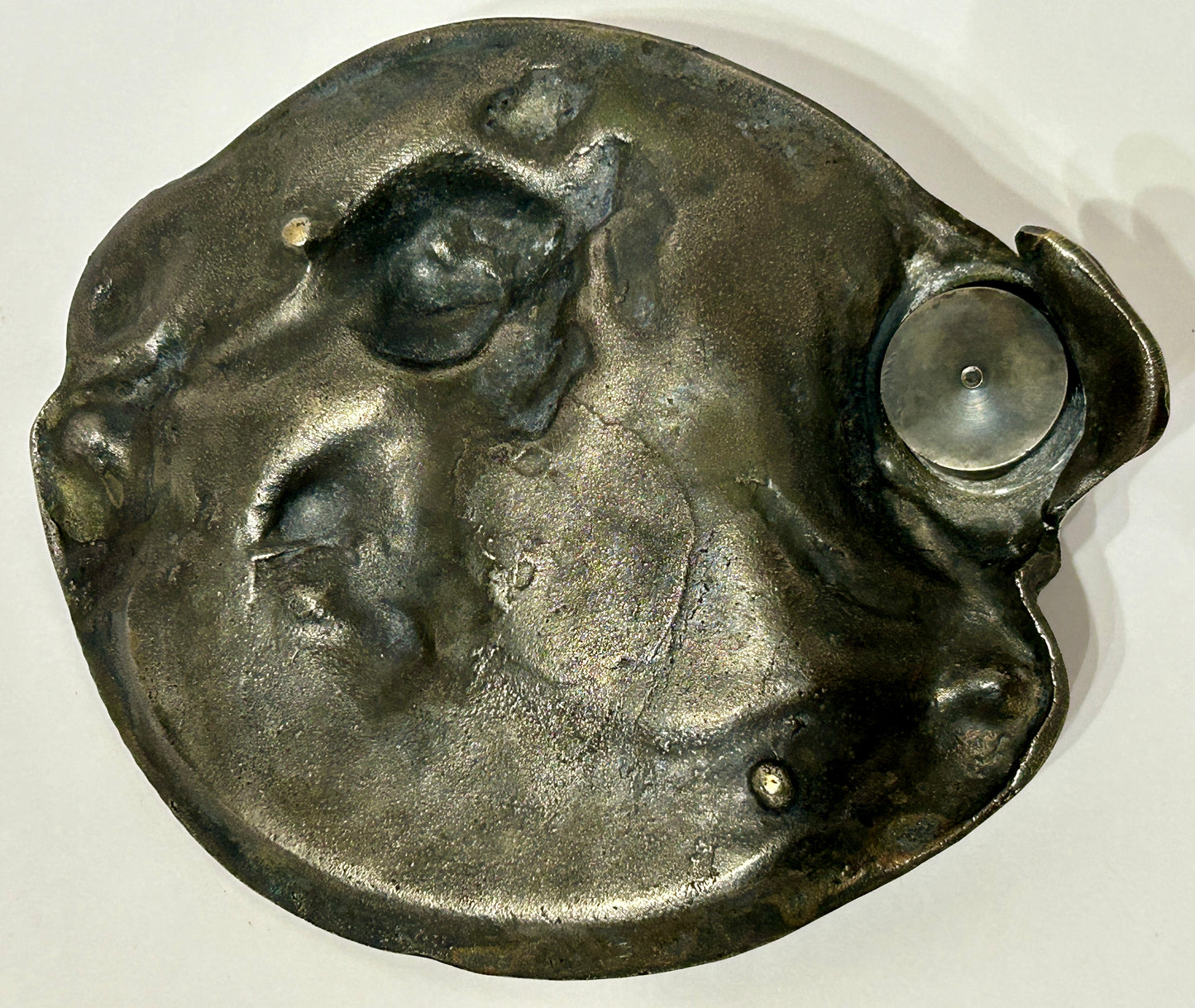 INKWELL WITH ART NOVEAU WOMAN BY NICOLAS VIDAL