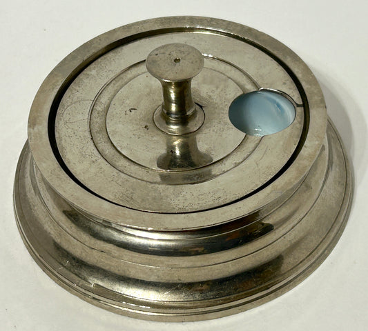 ANTIQUE INKWELL ROUND WITH TRIPLE RESERVOIR