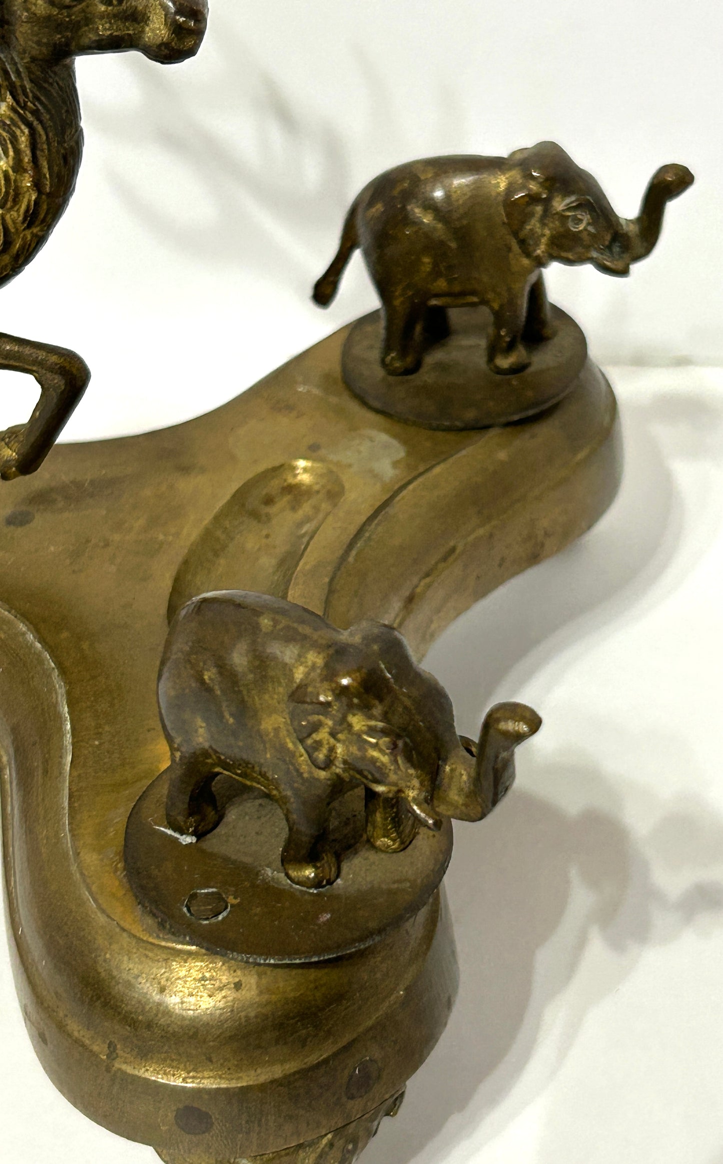 ANTIQUE INKWELL WITH STAG AND ELEPHANTS