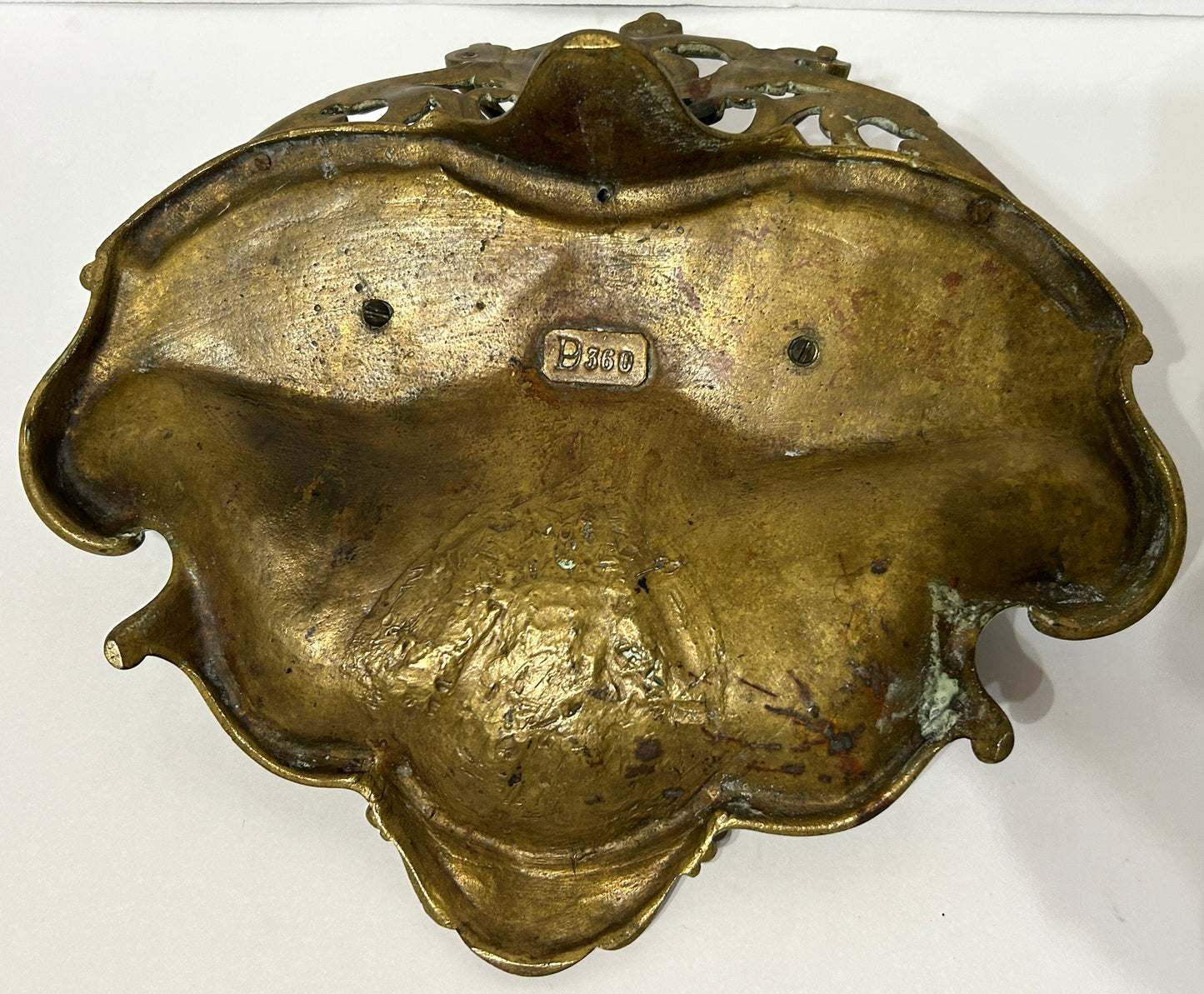 LARGE ANTIQUE FANCY BRASS DOUBLE INKWELL HIGH QUALITY