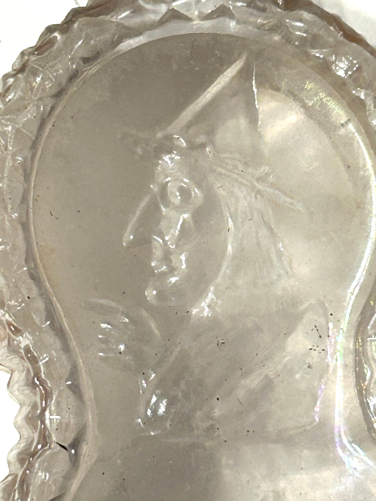 ANTIQUE BOTTLE WITH UNUSUAL EMBOSSED SCENE OF WITCH AND DOG