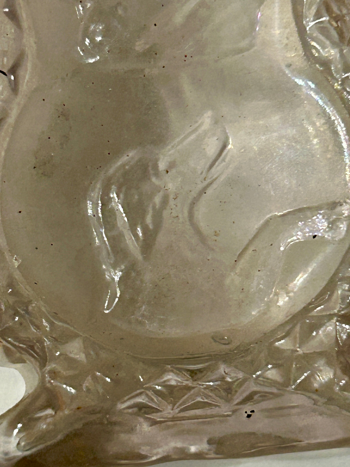 ANTIQUE BOTTLE WITH UNUSUAL EMBOSSED SCENE OF WITCH AND DOG
