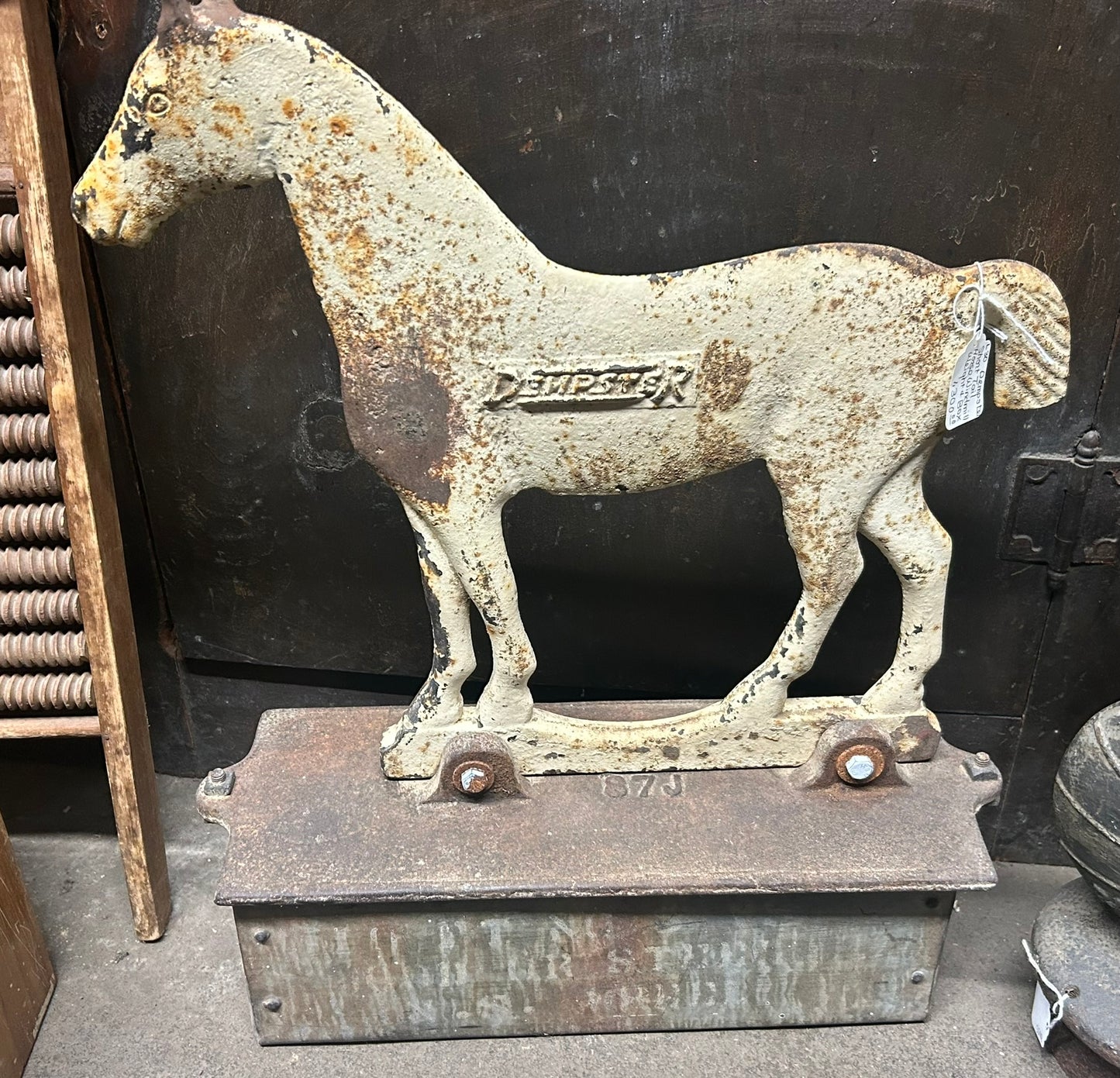 CAST IRON DEMPSTER ANTIQUE HORSE SHAPE WINDMILL WEIGHT