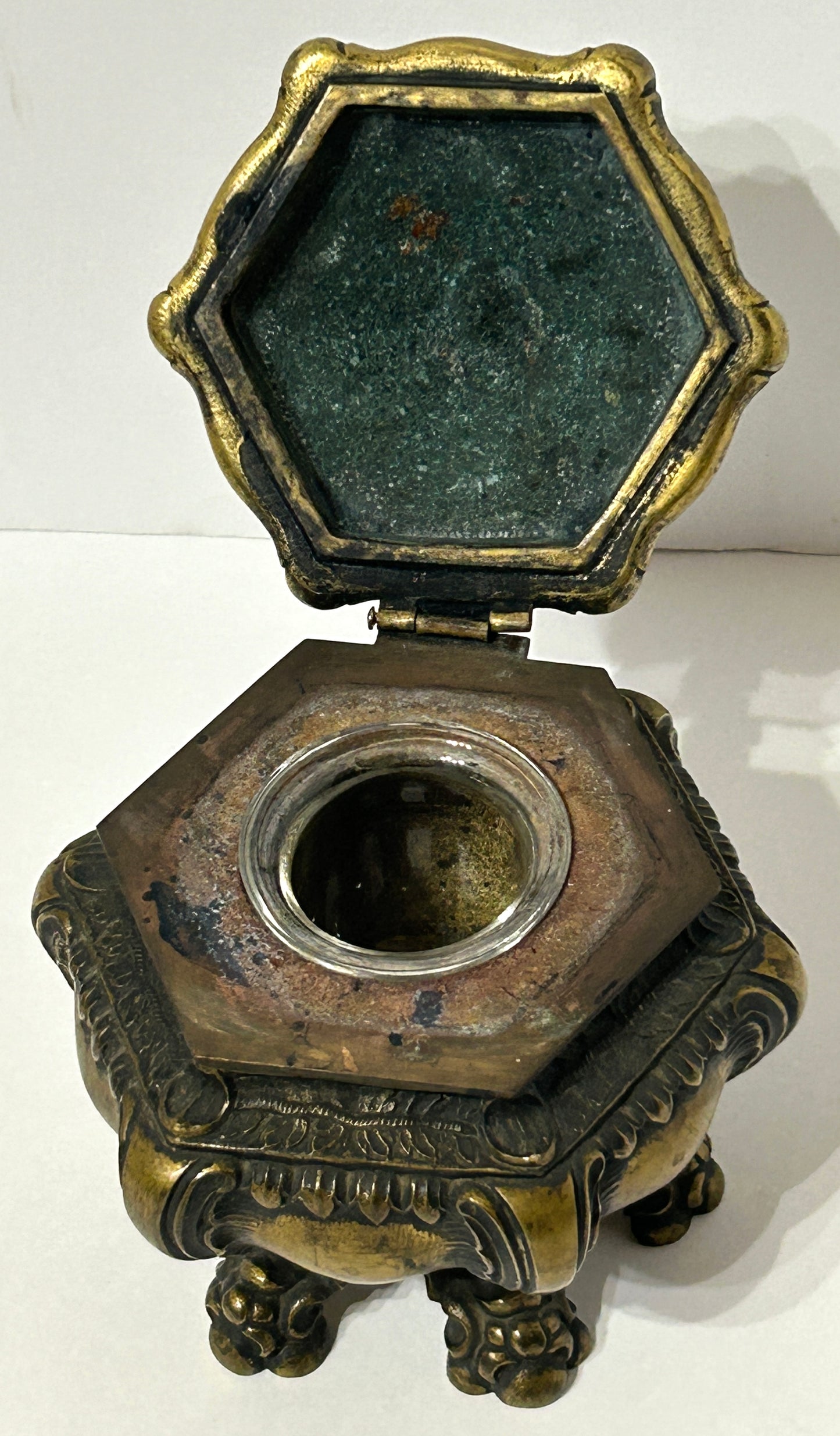 ANTIQUE BRONZE INKWELL