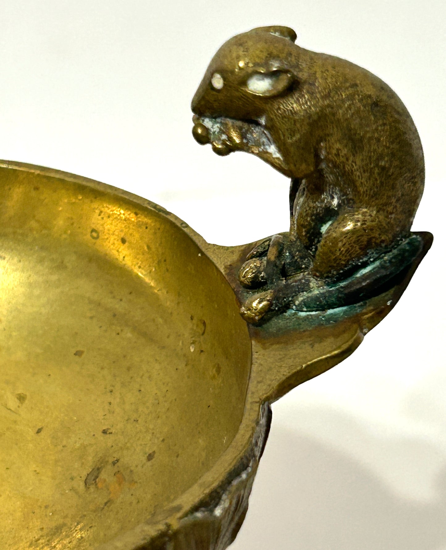 ANTIQUE BRONZE FIGURAL BOWL ON STAND