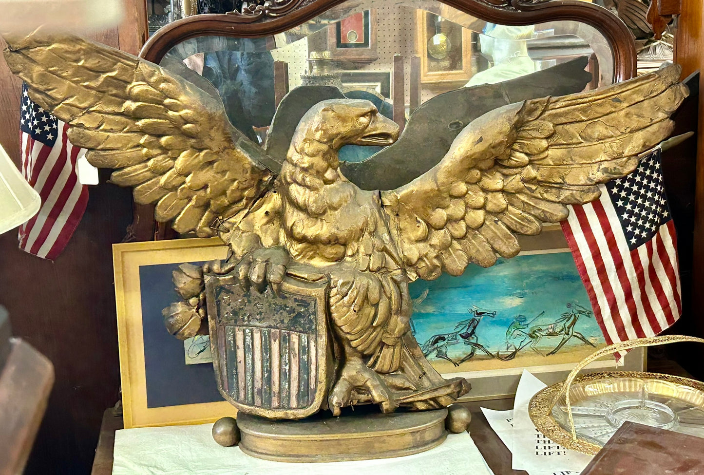 ANTIQUE COPPER EAGLE 1800'S FLAG HOLDER