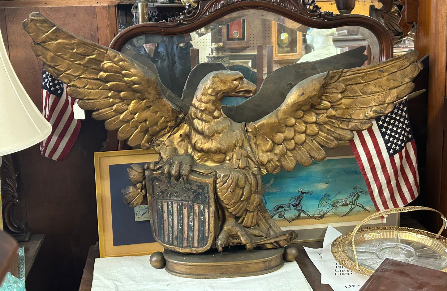 ANTIQUE COPPER EAGLE 1800'S FLAG HOLDER