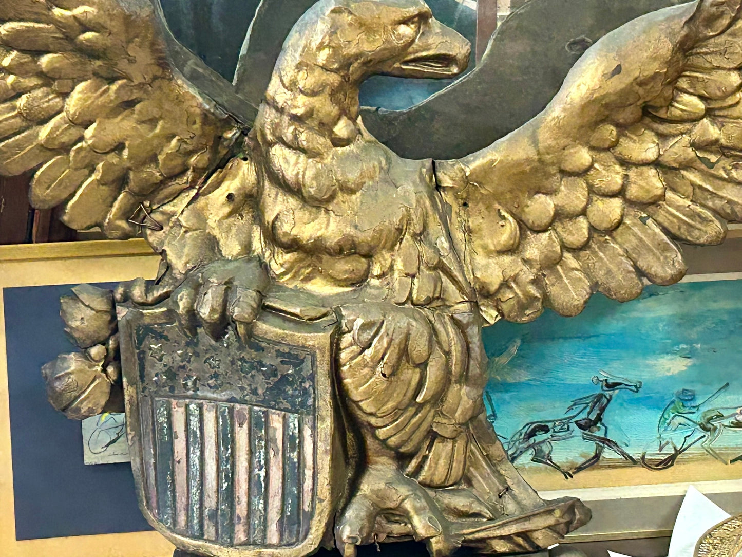 ANTIQUE COPPER EAGLE 1800'S FLAG HOLDER