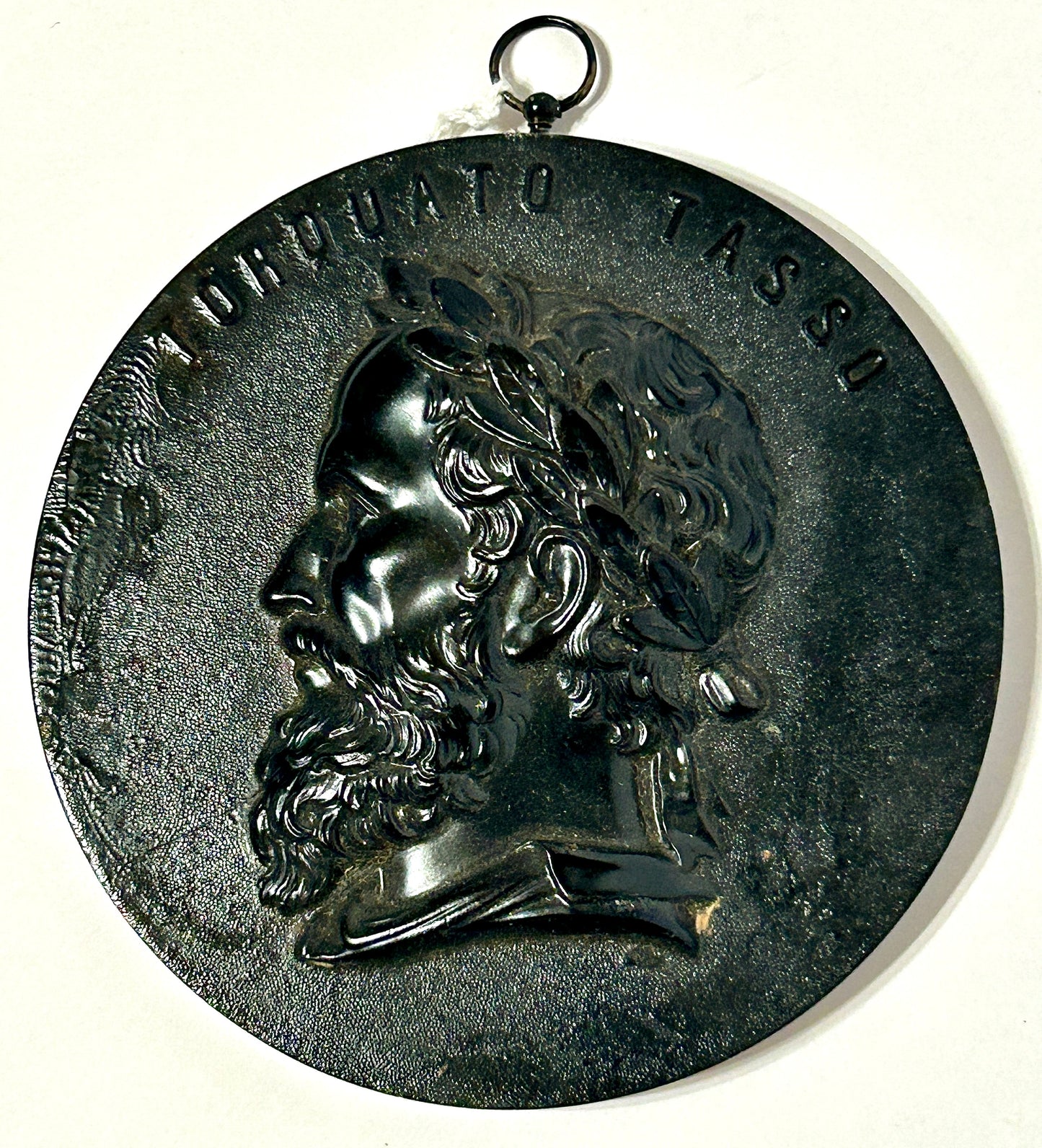 ANTIQUE BORIS DURCI WALL PLAQUE OF TORQUATO TASSO ITALIAN WRITER & POET 1544-1595