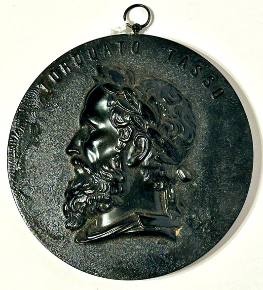 ANTIQUE BORIS DURCI WALL PLAQUE OF TORQUATO TASSO ITALIAN WRITER & POET 1544-1595