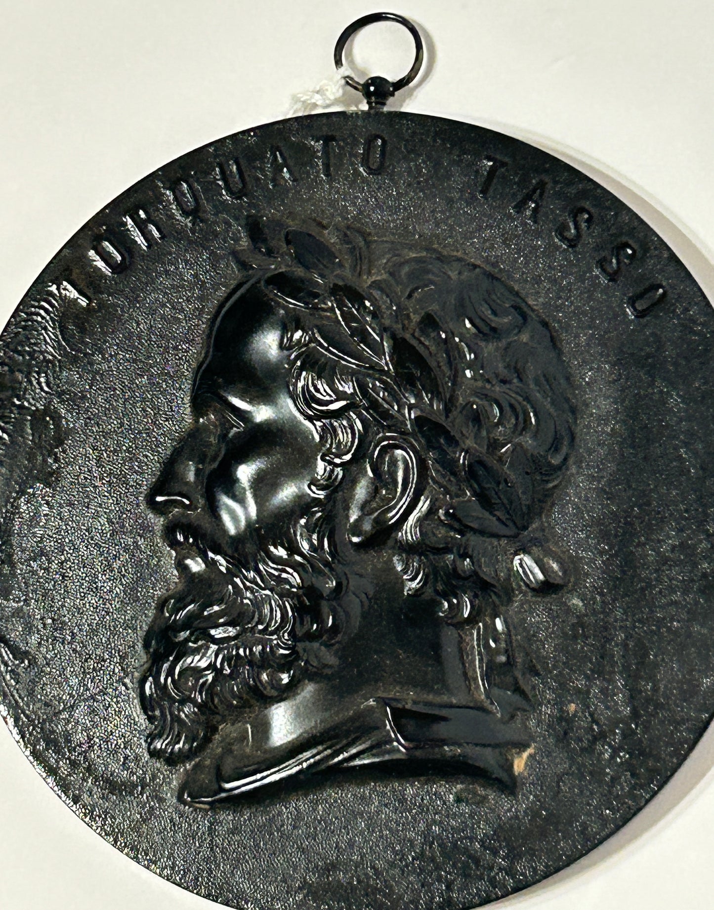 ANTIQUE BORIS DURCI WALL PLAQUE OF TORQUATO TASSO ITALIAN WRITER & POET 1544-1595