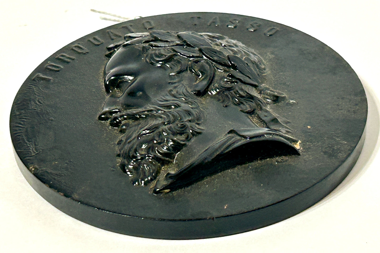 ANTIQUE BORIS DURCI WALL PLAQUE OF TORQUATO TASSO ITALIAN WRITER & POET 1544-1595