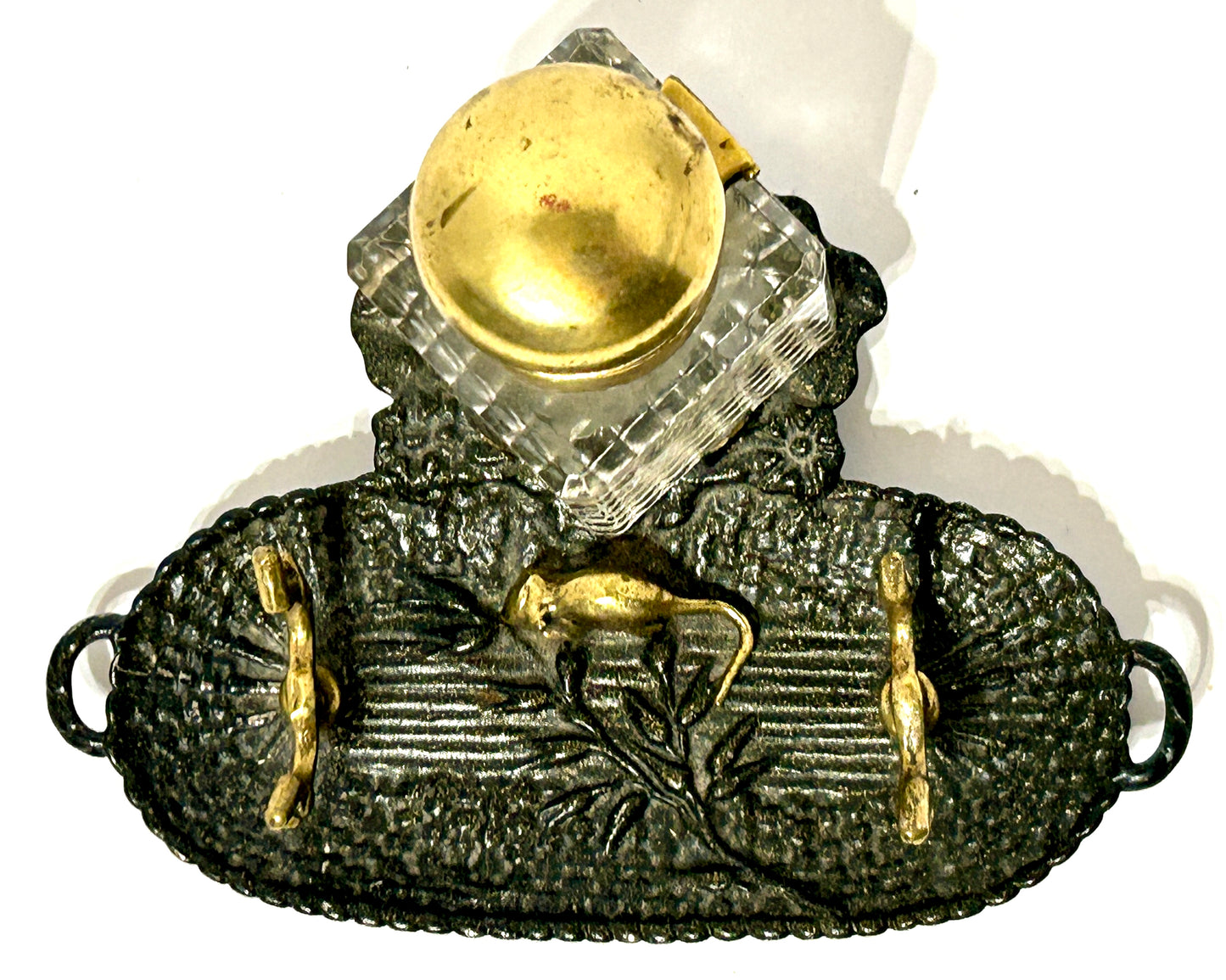 ANTIQUE FIGURAL MOUSE INKWELL