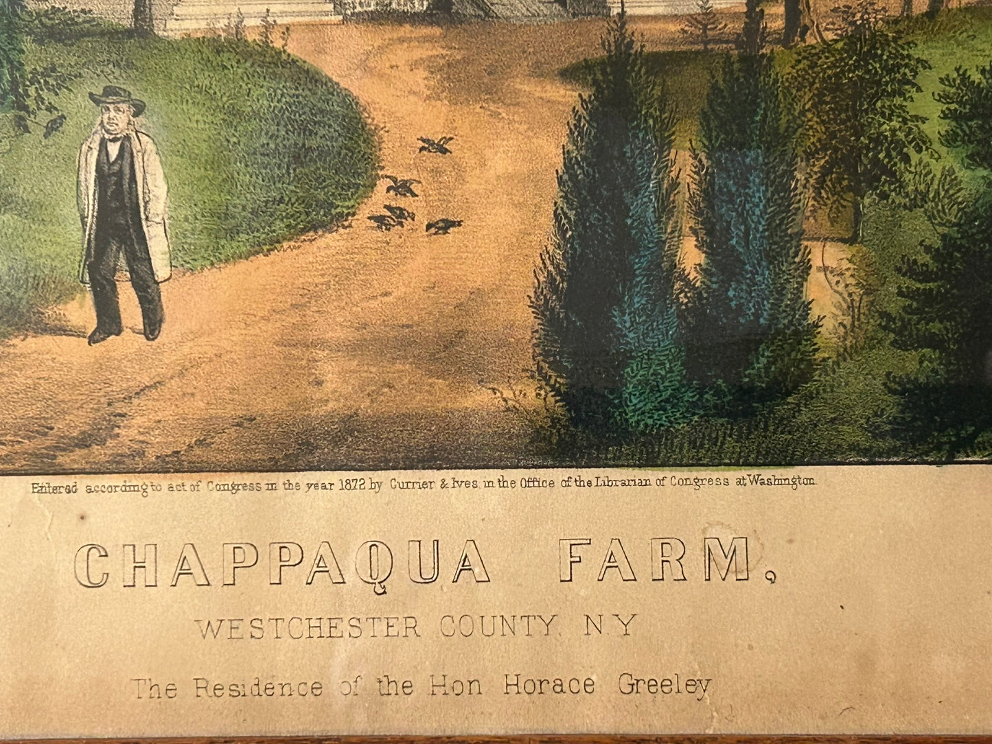 CURRIER AND IVES CHAPPAQUA FARM AUTHENTIC ANTIQUE PRINT