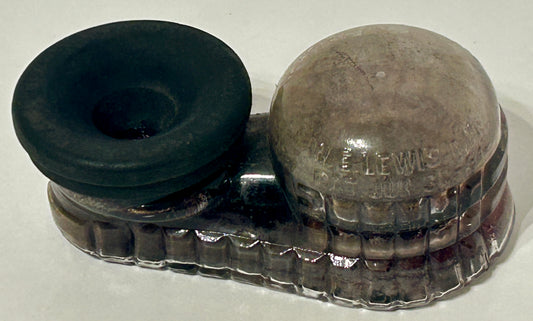 ANTIQUE GLASS INKWELL LEWIS PATENT 1891