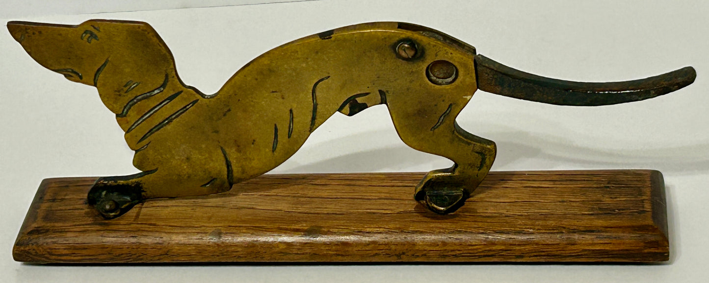CIGAR NIPPER SHAPED LIKE BRASS DACHSHUND DOG, ANTIQUE