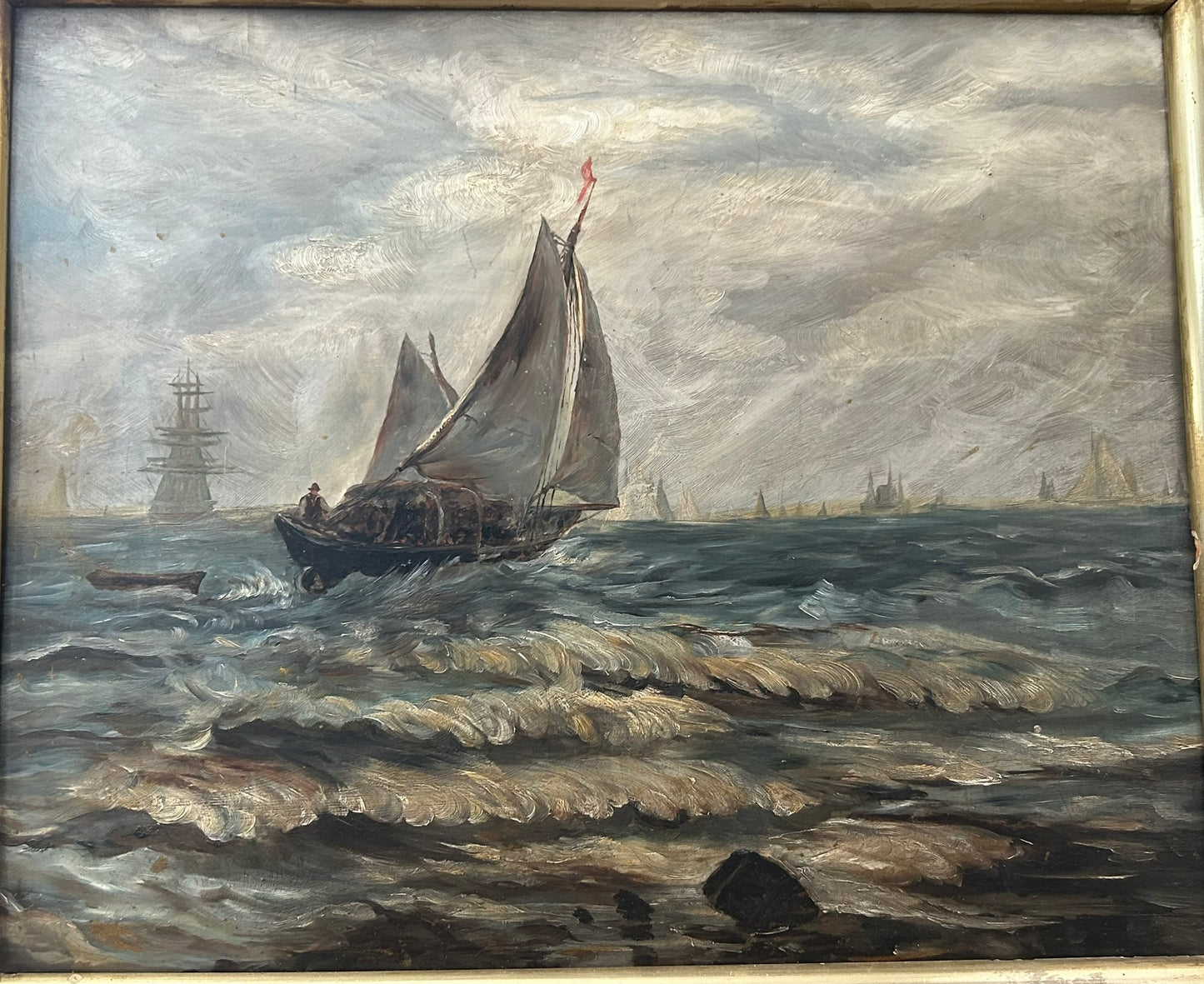 ANTIQUE PAINTING OF SHIPS