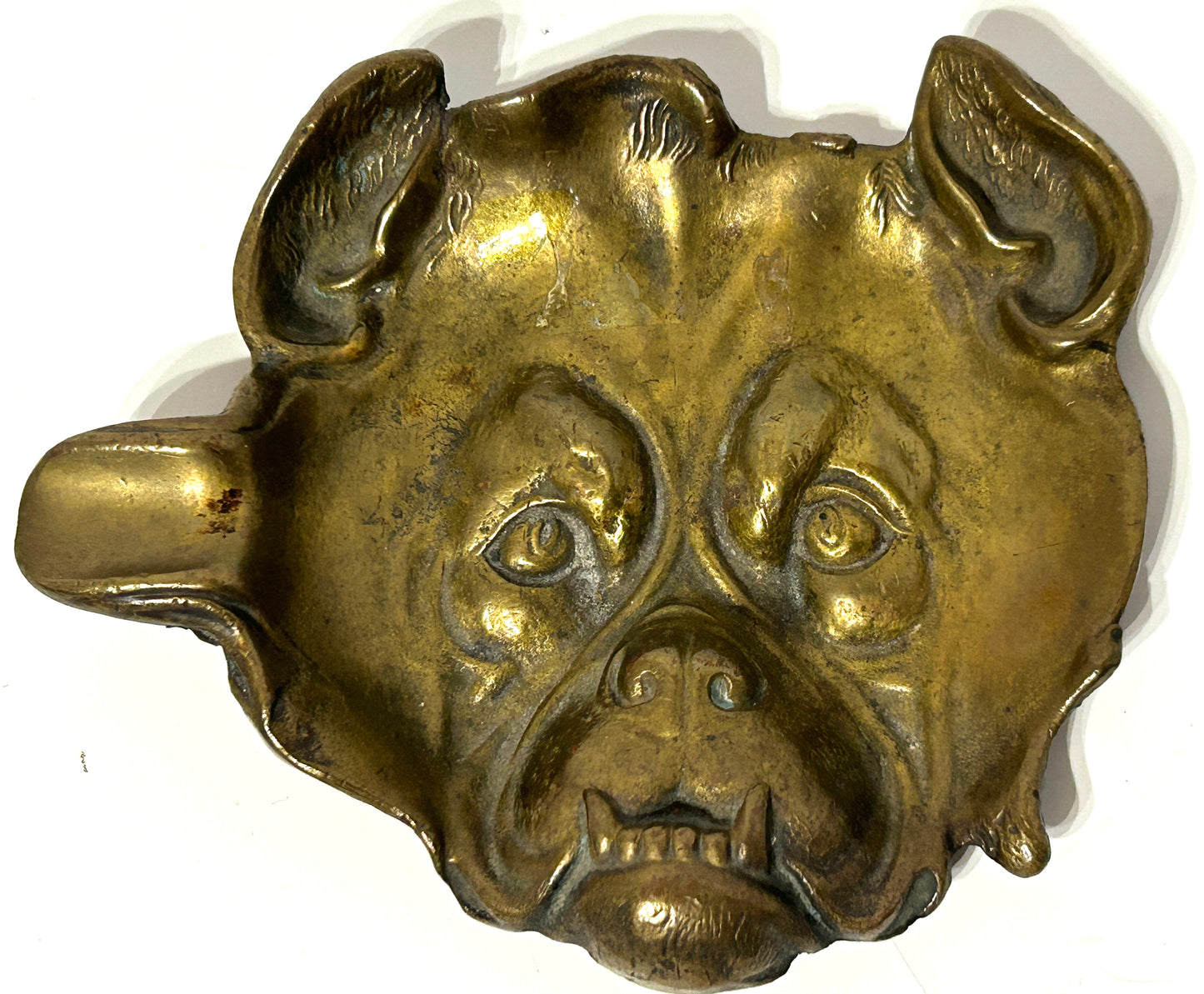 ANTIQUE BRONZE BULL DOG FIGURAL ASHTRAY