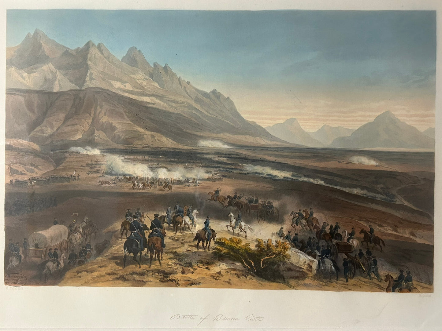BATTLE OF BUENA VISTA MEXICAN AMERICAN WAR PRINT FROM 1851 PRINTING