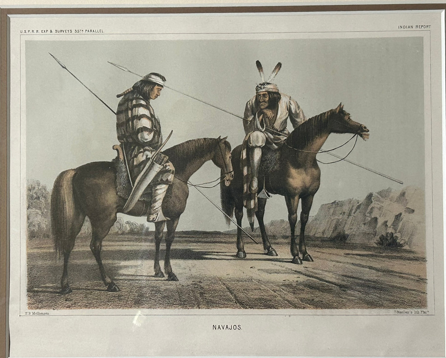 NAVAJO'S PRINT FROM 1850'S BOOK OF SURVEYS