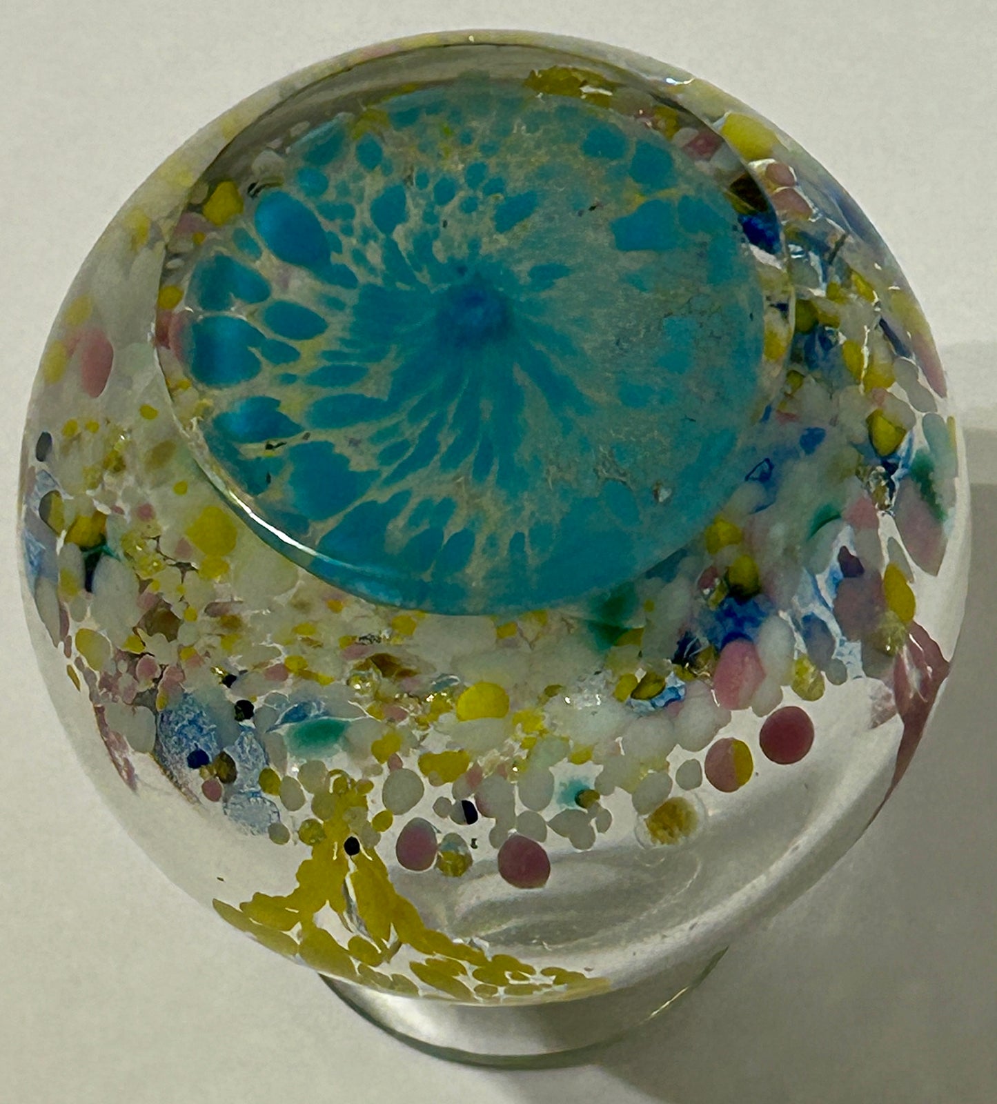 ANTIQUE PAPERWEIGHT INKWELL WITH FATHER INSCRIPTION INSIDE
