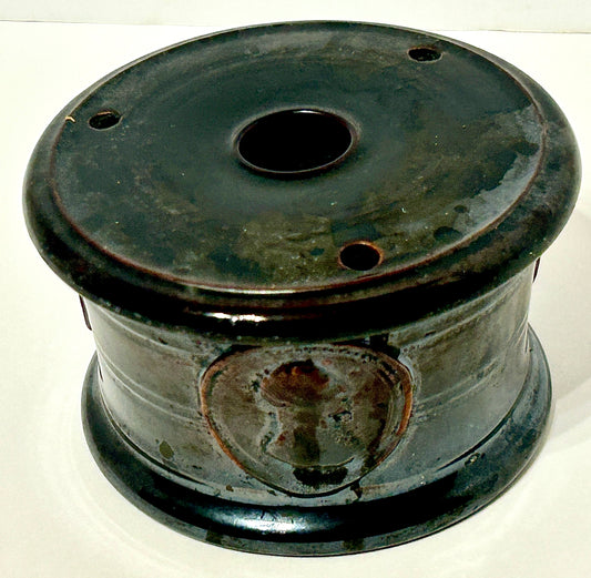 BROWN POTTERY INKWELL FROM 19TH CENTURY