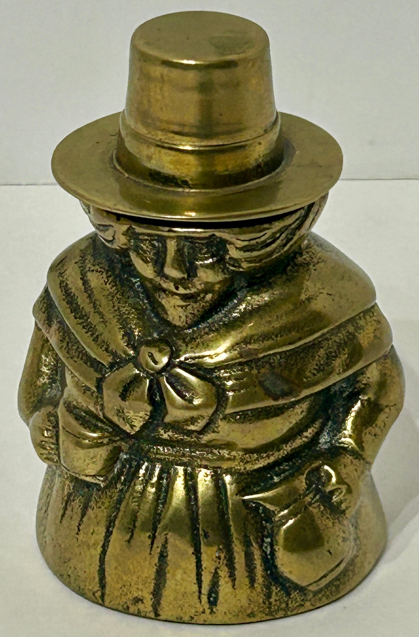 ANTIQUE PURITAN QUAKER BRONZE FIGURAL INKWELL