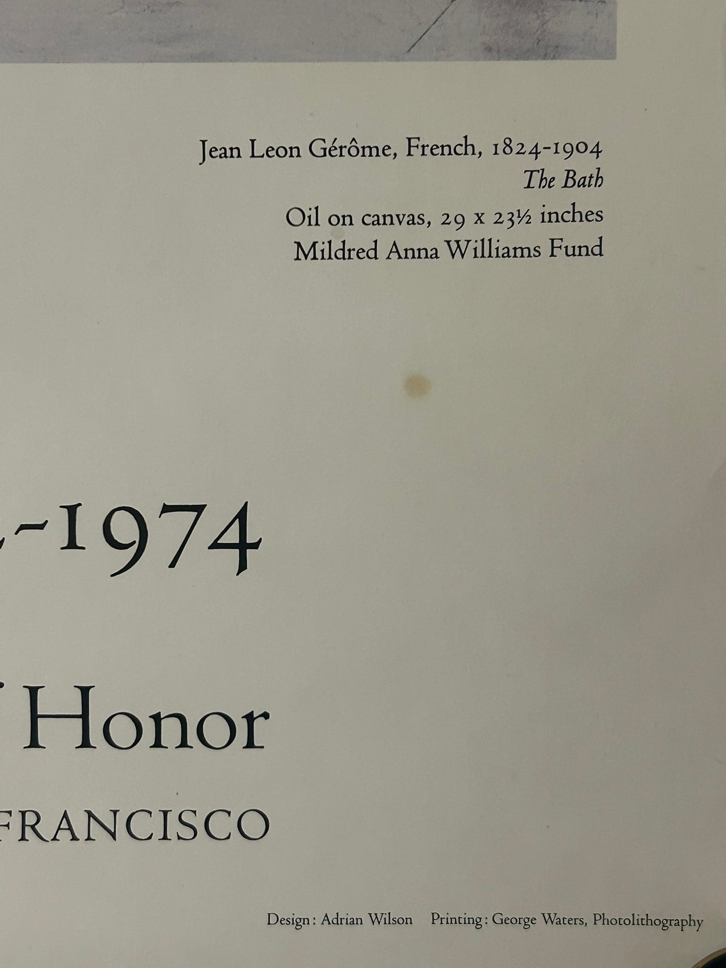 CALIFORNIA PALACE OF LEGION OF HONOR  POSTER