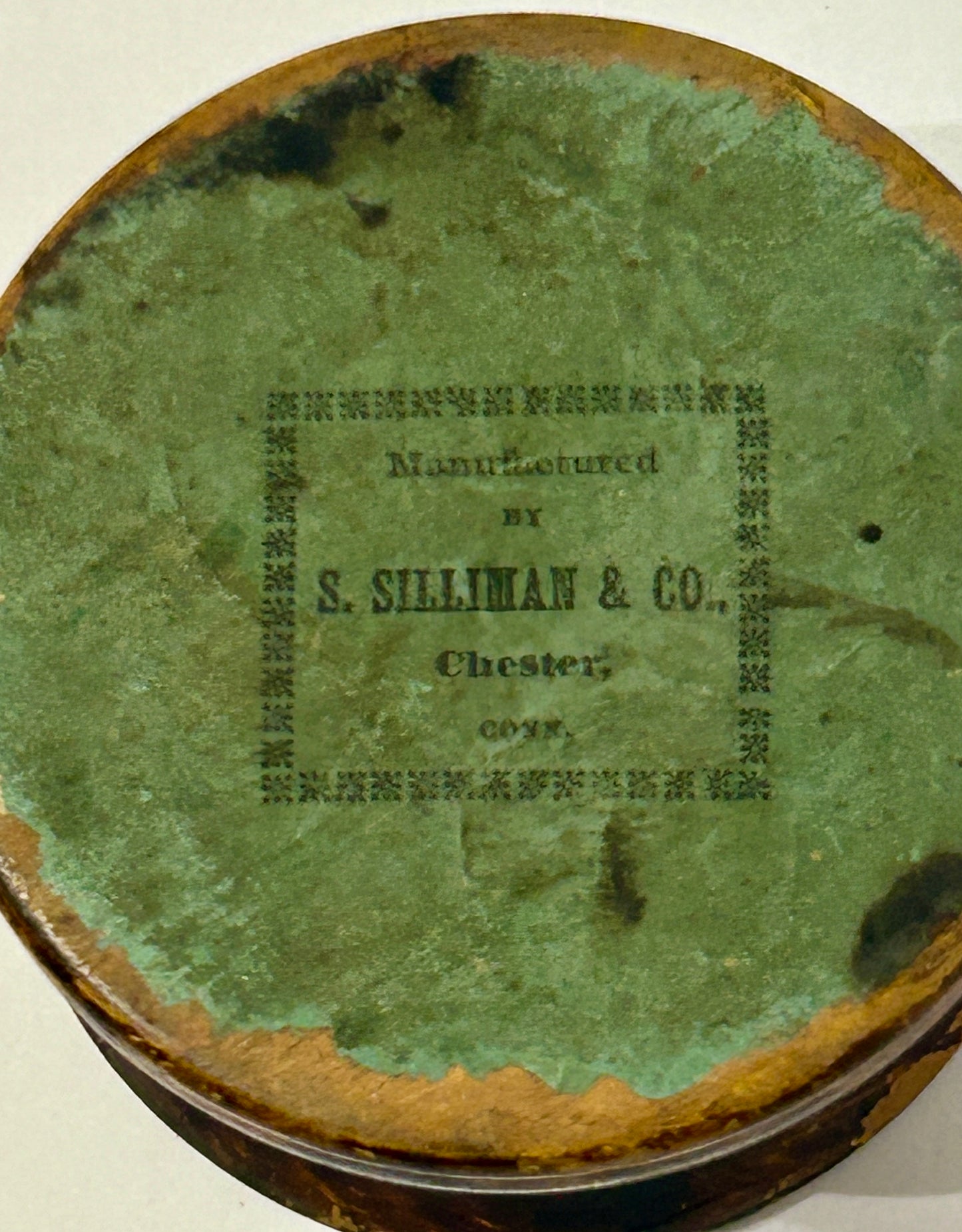 ANTIQUE CONNECTICUT TURNED WOODEN INKWELL LABELED