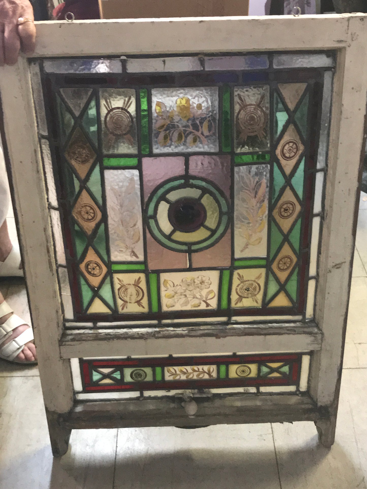 PAIR OF CIRCA 1900 LEADED GLASS WINDOWS