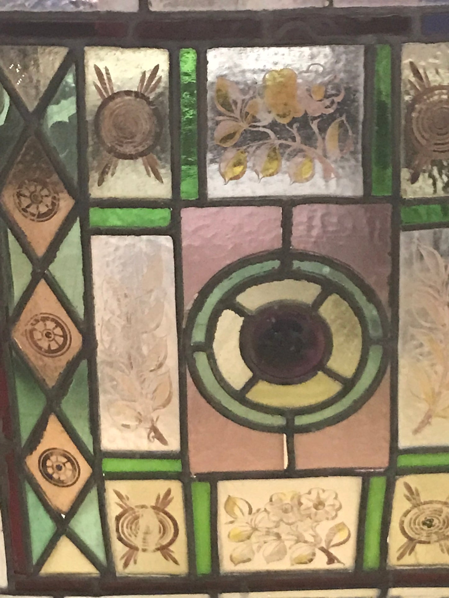 PAIR OF CIRCA 1900 LEADED GLASS WINDOWS