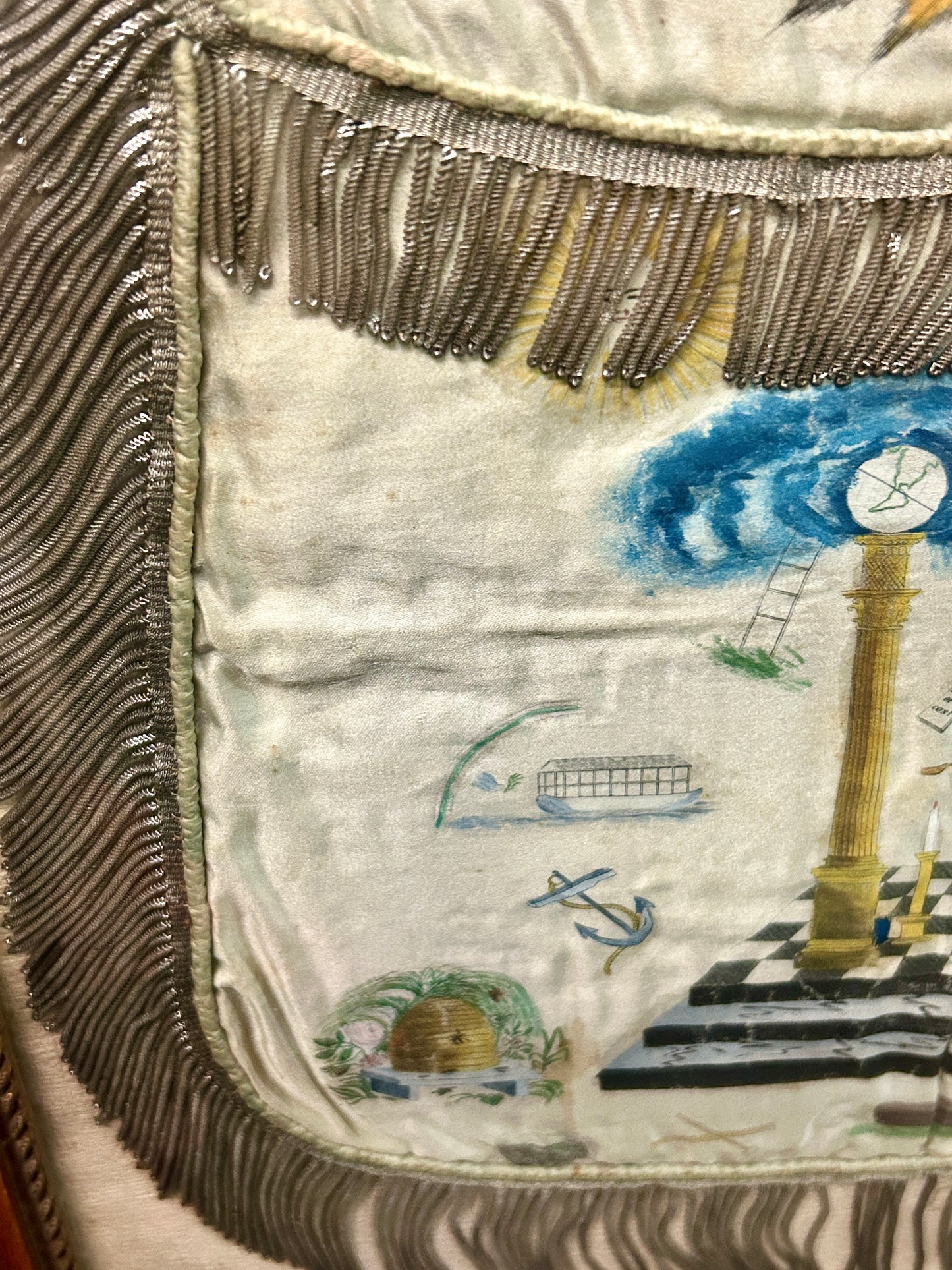 MASONIC ANTIQUE SILK 1800'S APRON