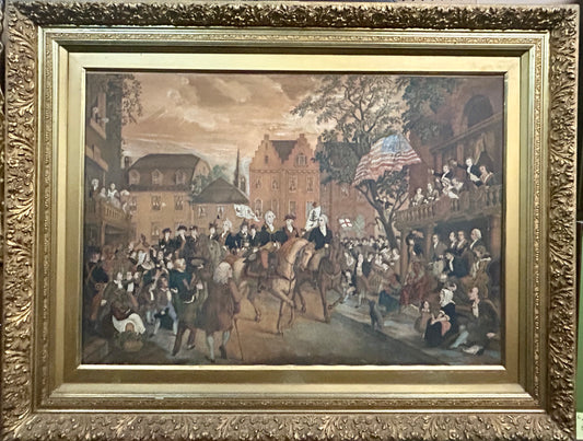 ANTIQUE GEORGE WASHINGTON IN NEW YORK PRINT 1800'S