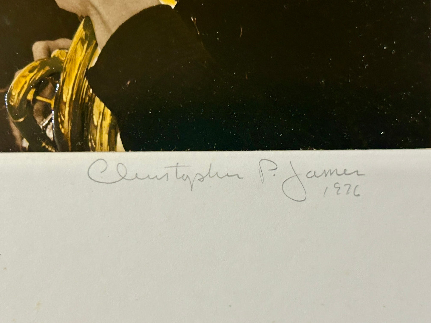 CHRISTOPHER P. JAMES "SELF PORTRAIT/HORN 1976" INHANCED PHOTO