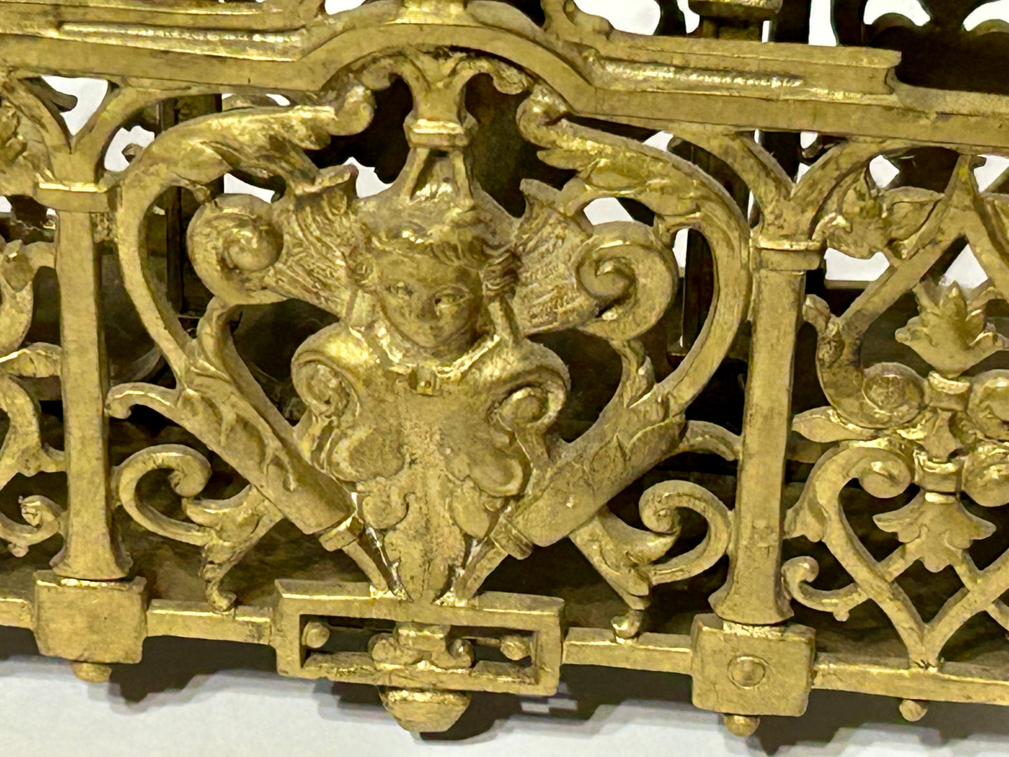 ANTIQUE BRASS FIGURAL HEADS LETTER HOLDER