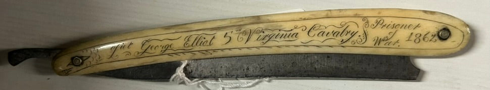 CIVIL WAR 5TH VIRGINIA CAVALRY PRISONER OF WAR 1862 ENGRAVED RAZOR