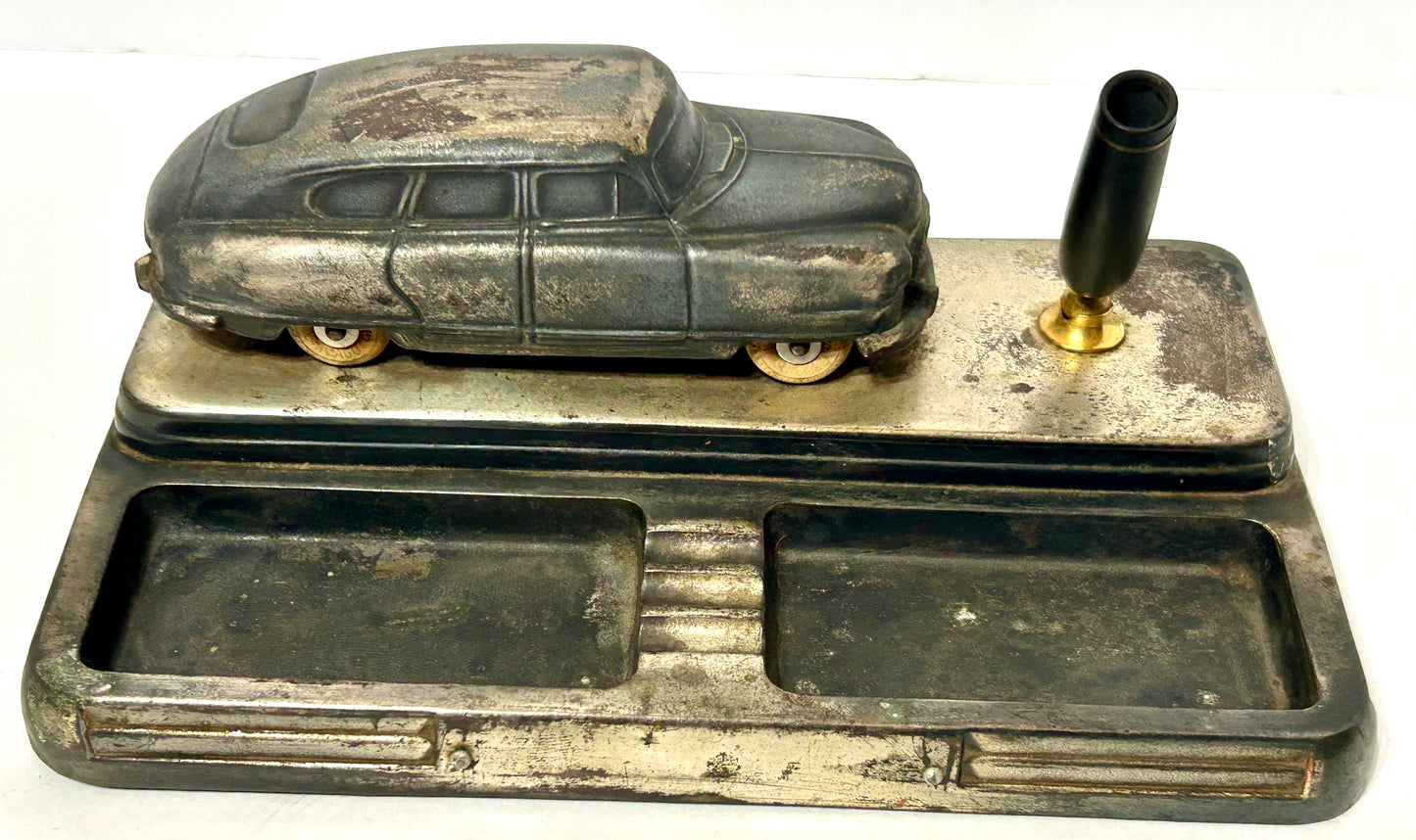 1940 CAR DEALER FIGURAL DESK PEN HOLDER BY CHICAGO NATIONAL PRODUCTS