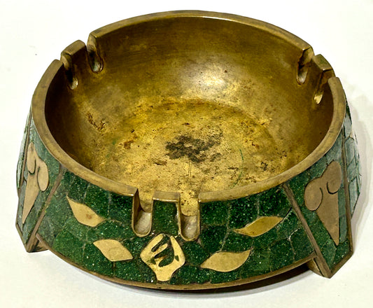 SALVADOR HECHO EN MEXICO BRONZE WITH INSET TILES ASHTRAY