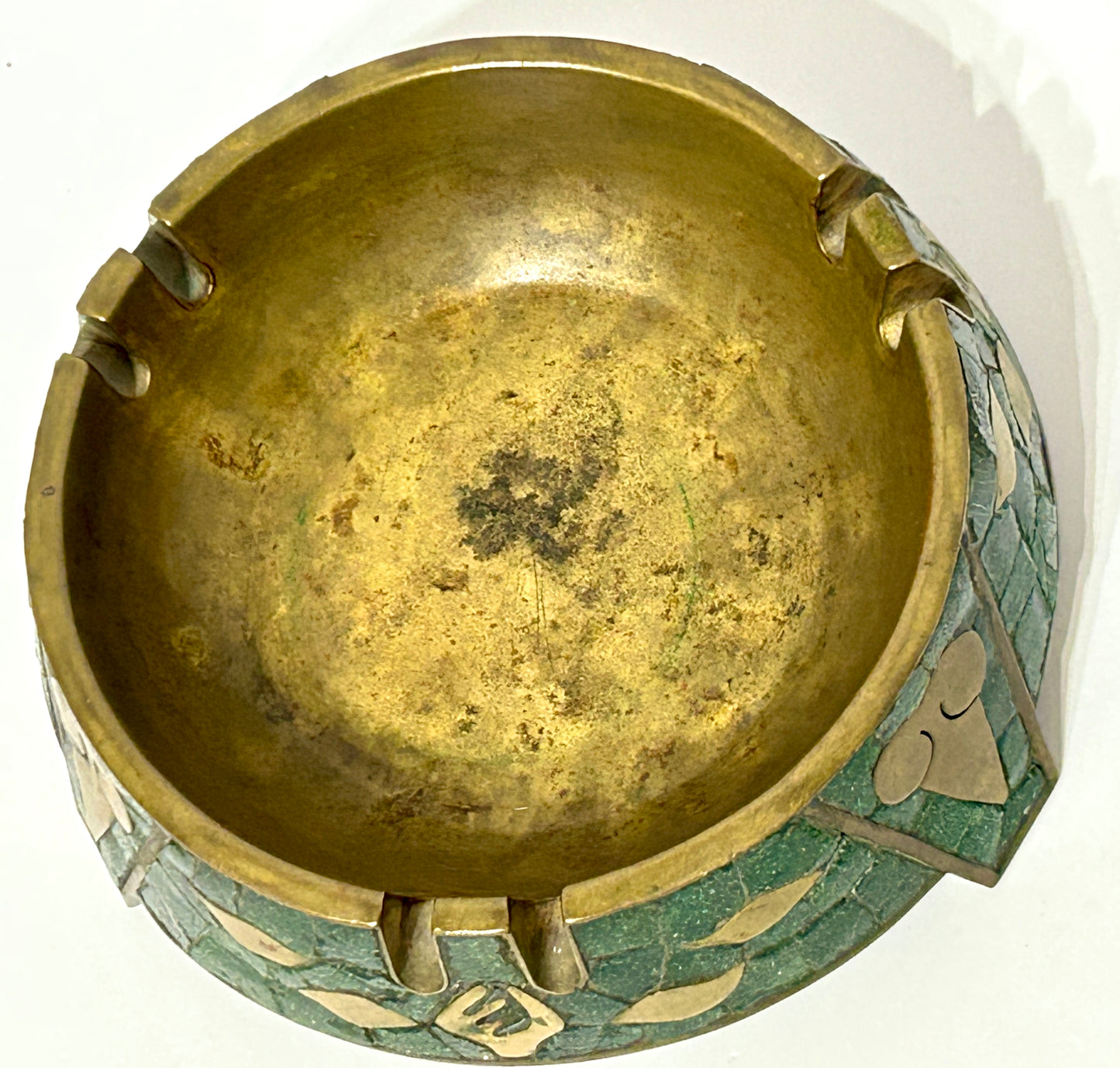 SALVADOR HECHO EN MEXICO BRONZE WITH INSET TILES ASHTRAY