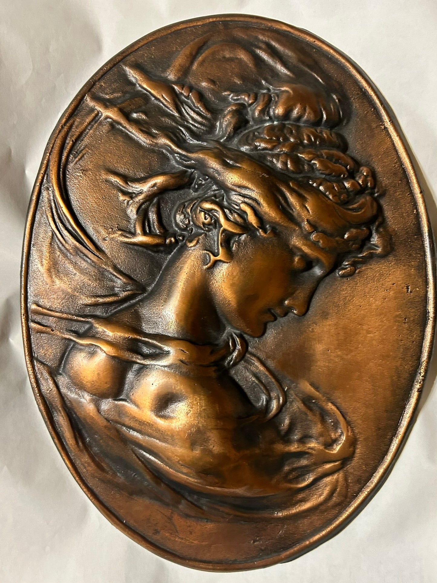 COPPER ANTIQUE LADY PLAQUE