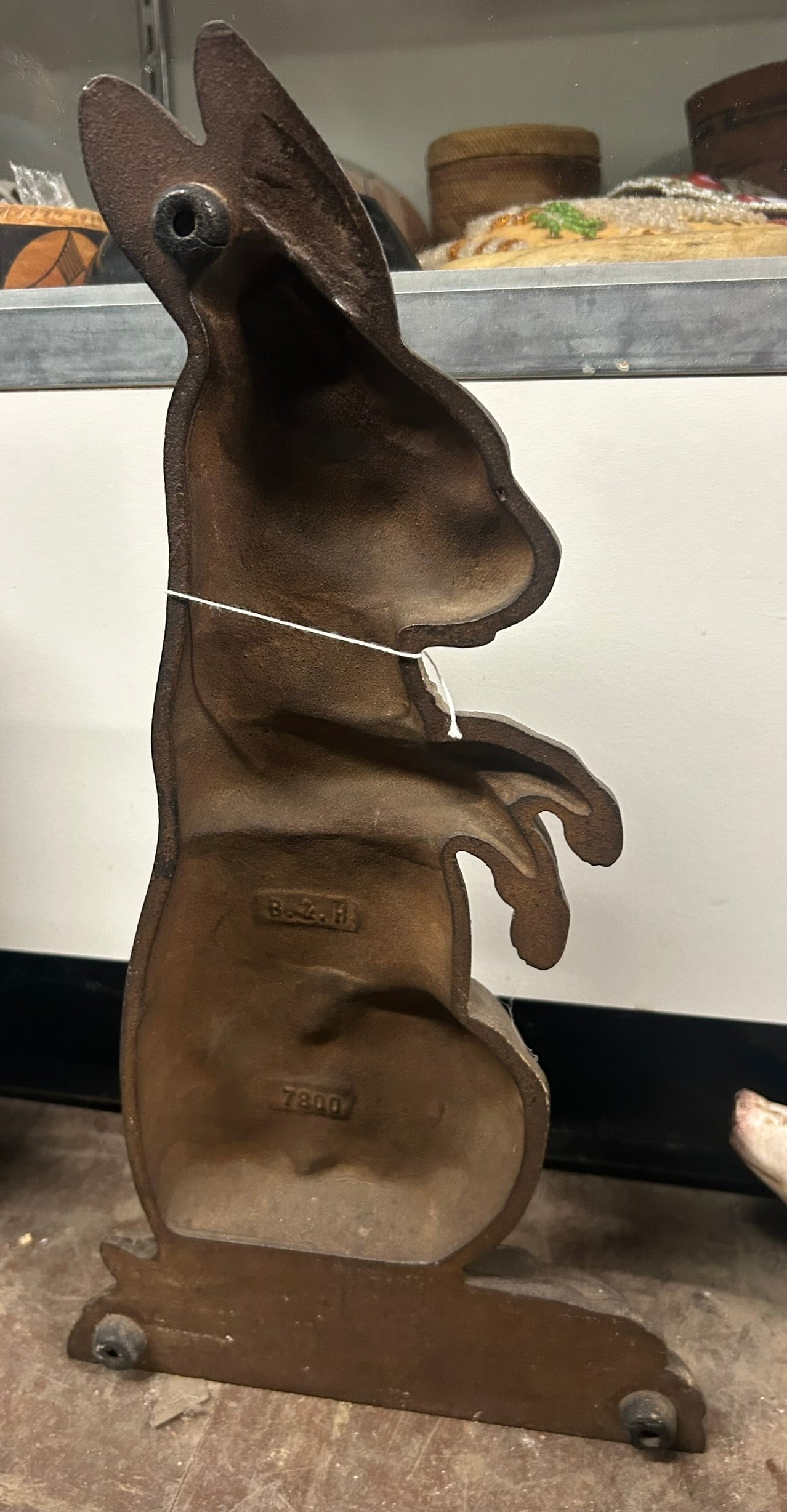 CAST IRON BRADLEY AND HUBBARD LARGE STANDING RABBIT DOOR STOP