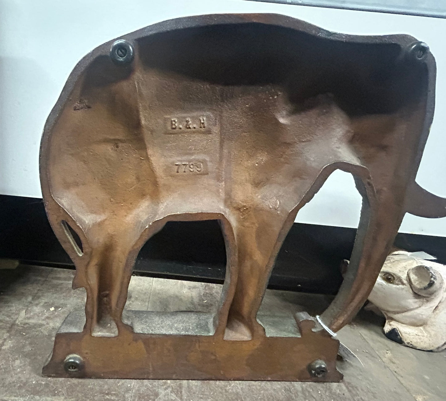 CAST IRON BRADLEY AND HUBBARD ANTIQUE ELEPHANT LARGE DOOR STOP