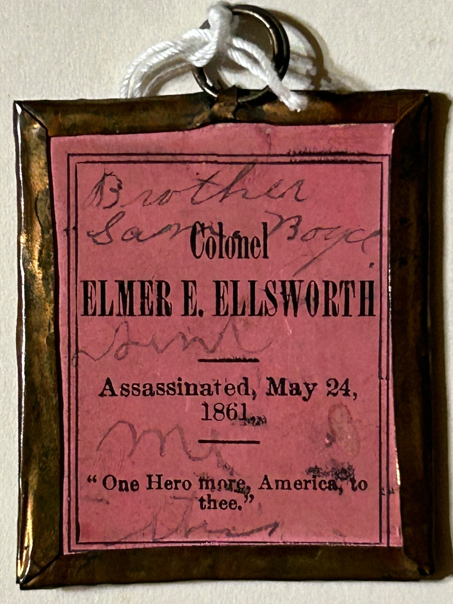 CIVIL WAR SOLDIER ELMER E. ELLSWORTH, FIRST UNION OFFICER KILLED MEMORIAL PHOTO